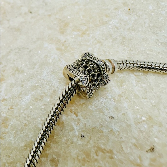 EUC Pandora 797653CZ Sterling Silver Lace of Love Spacer w/ Clear Zirconia - Picture 6 of 10